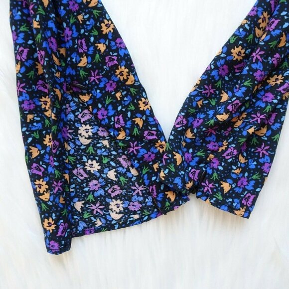 NWT ZARA Wrap Dress Floral Shoulder Pad Bohemian Flowy Long Sleeves Zipper M - Picture 9 of 13